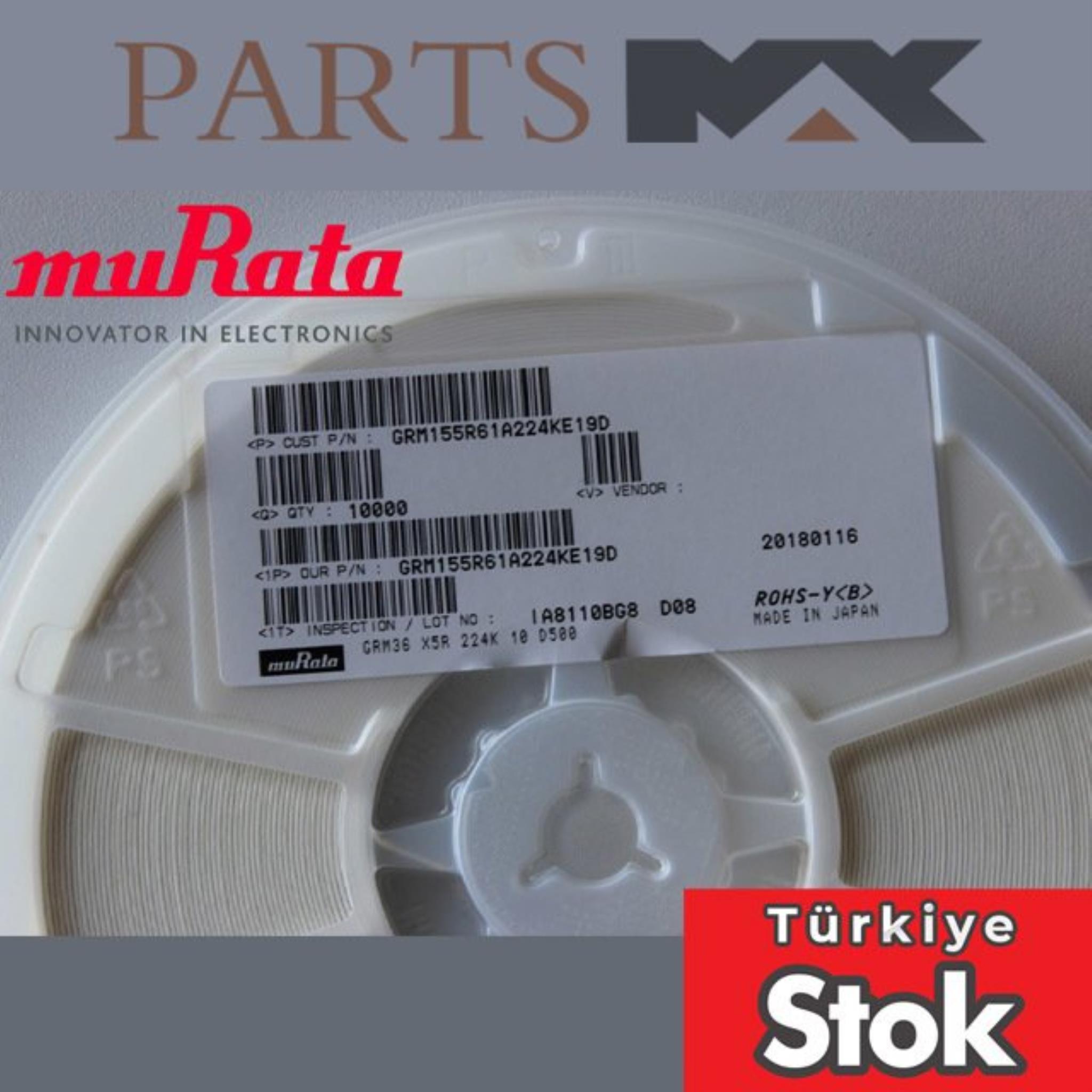 Picture of GRM155R61A224KE19D Murata | Capacitors | Partsmax Türkiye