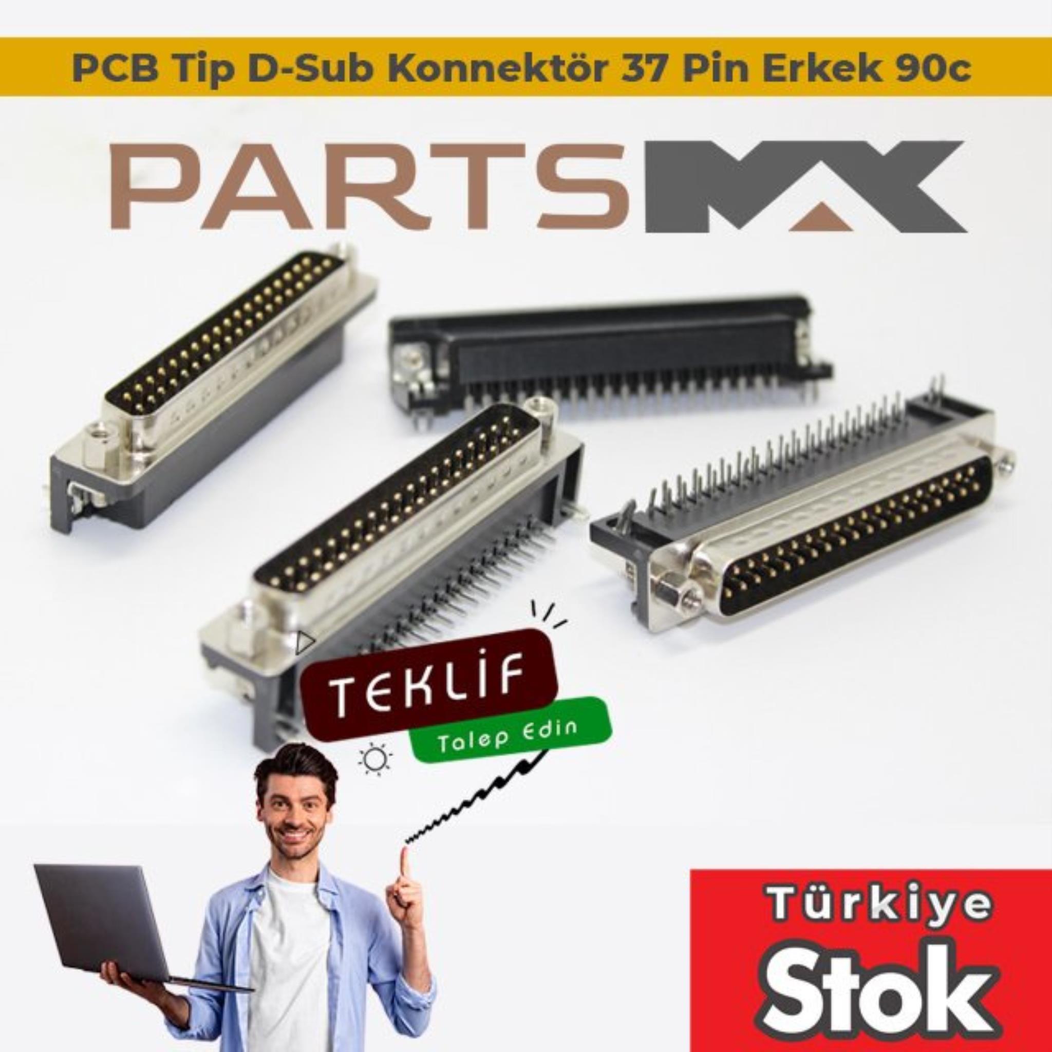 Picture of PCB Tip D-Sub Konnektör 37 Pin Erkek 90c | Partsmax Türkiye