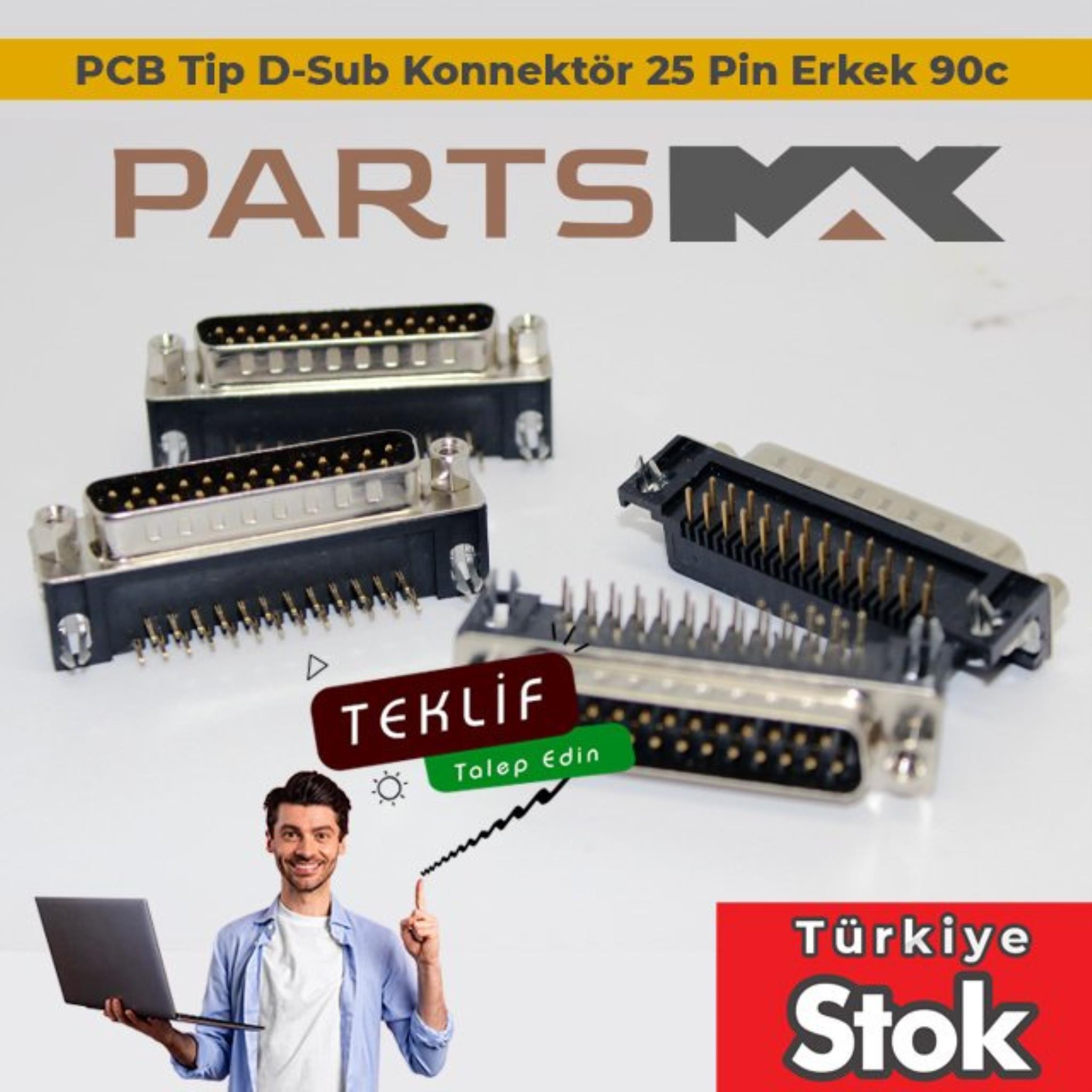 Picture of PCB Tip D-Sub Konnektör 25 Pin Erkek 90c | Partsmax Türkiye
