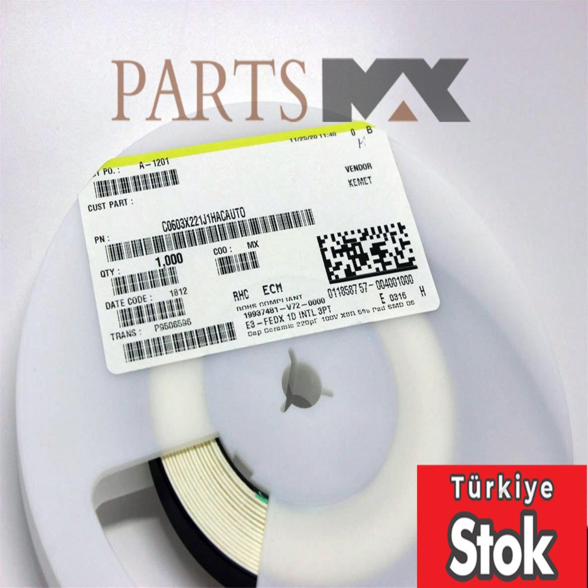 Picture of C0603X221J1HACAUTO KEMET | Capacitors | Partsmax Türkiye